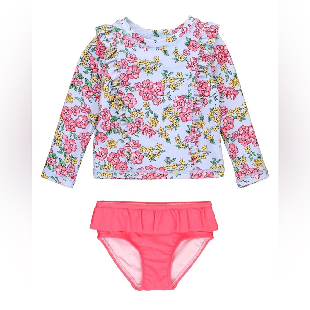 Ruffle butts cheerful blossoms rashguard 18-24M